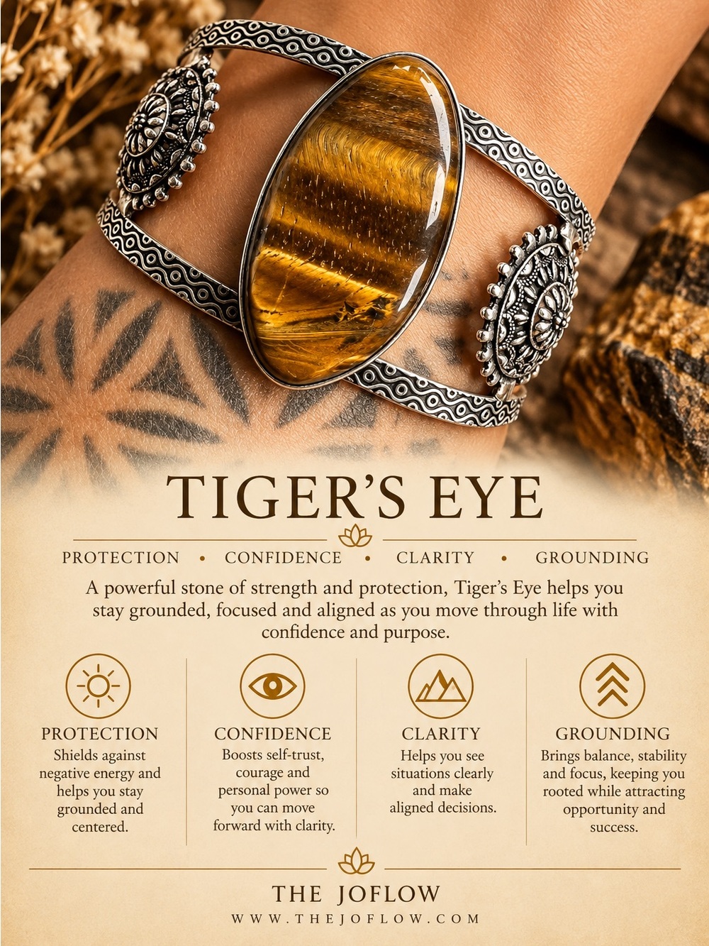 925 Solar Chakra Raw TIGERS EYE Cuff Bracelet